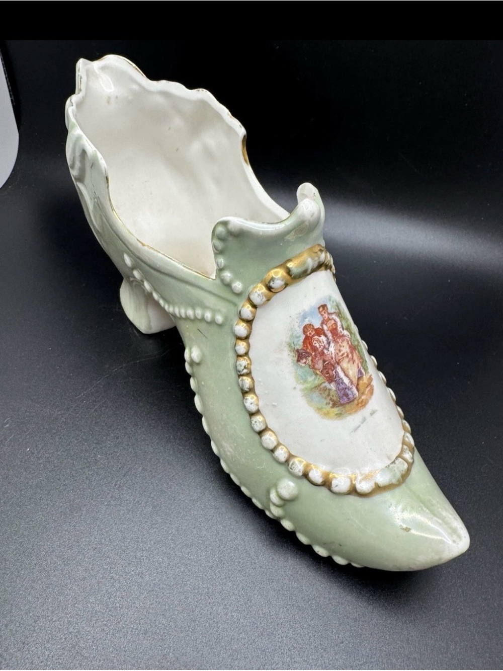 Decorative Women's Porcelain Shoe Planter - Pale Green